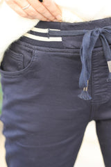 Navy blue comfort stretch slim fit trousers