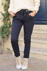 Navy blue comfort stretch slim fit trousers