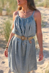 Olive Crinkle Stripe Strappy Sun Dress