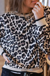 Beige Leopard Print Sweatshirt