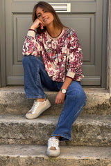 Burgundy Savannah Toile Print Jumper