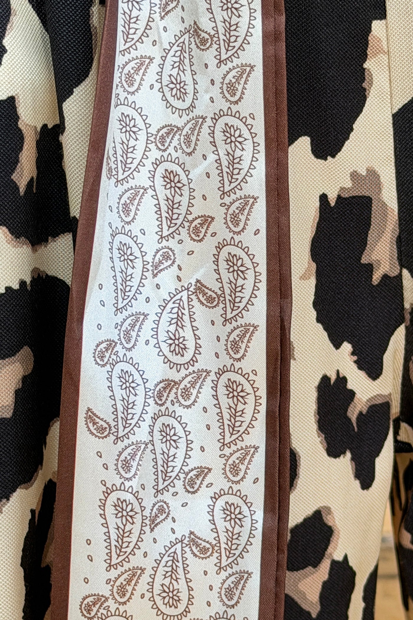 Leopard Print Pull-on Pants with Woven Sash Belt