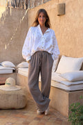 Brown Crinkle Gauze Pull-On Pant