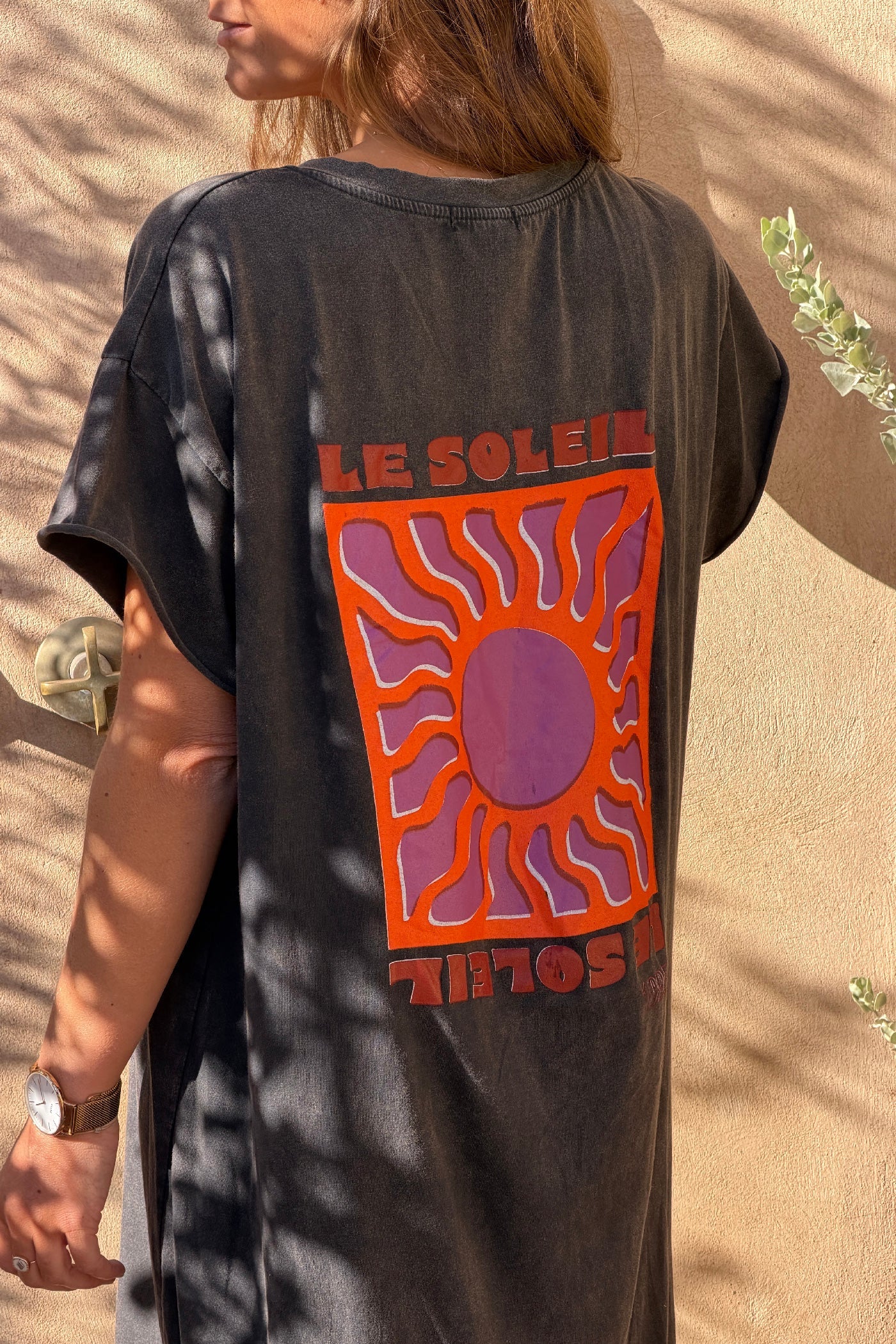 Gray Le Soleil V-Neck T-Shirt Dress