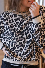 Beige Leopard Print Sweatshirt