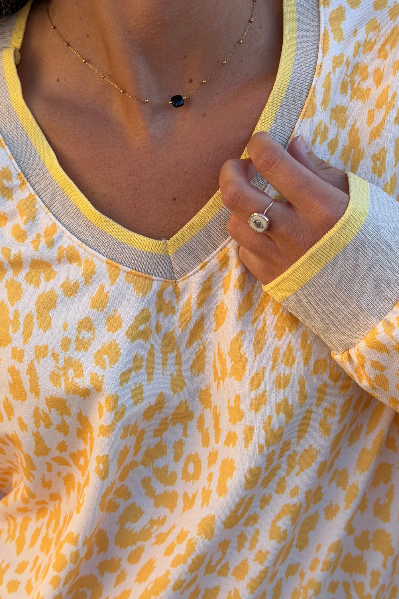 Cream and Yellow Leopard Print Jumper
