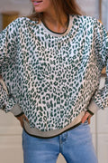Cream and Olive Green Leopard Print Jumper
