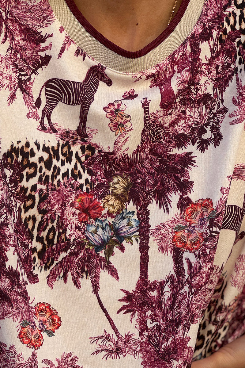 Burgundy Savannah Toile Print Jumper