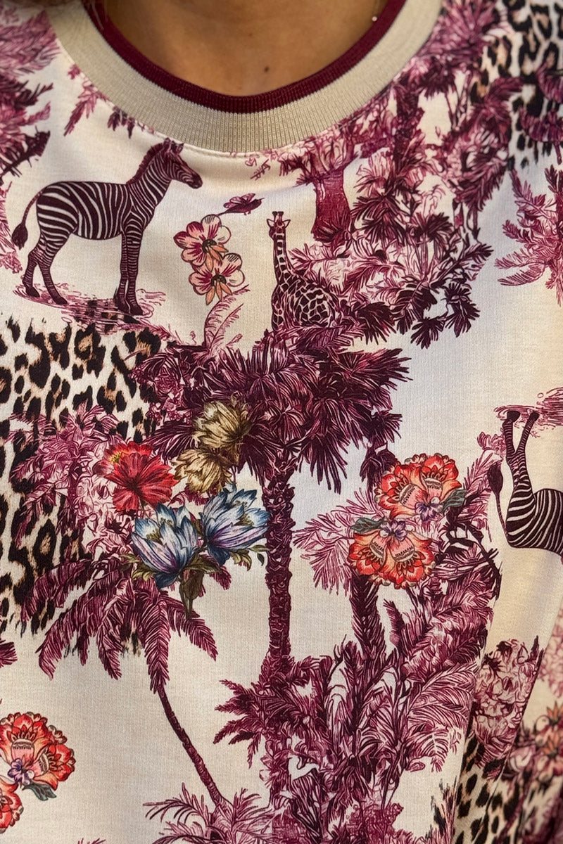 Burgundy Savannah Toile Print Jumper