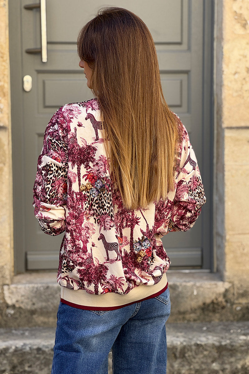 Burgundy Savannah Toile Print Jumper