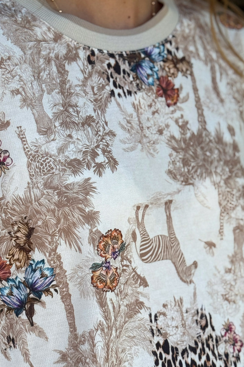 Beige Savannah Toile Print Sweater