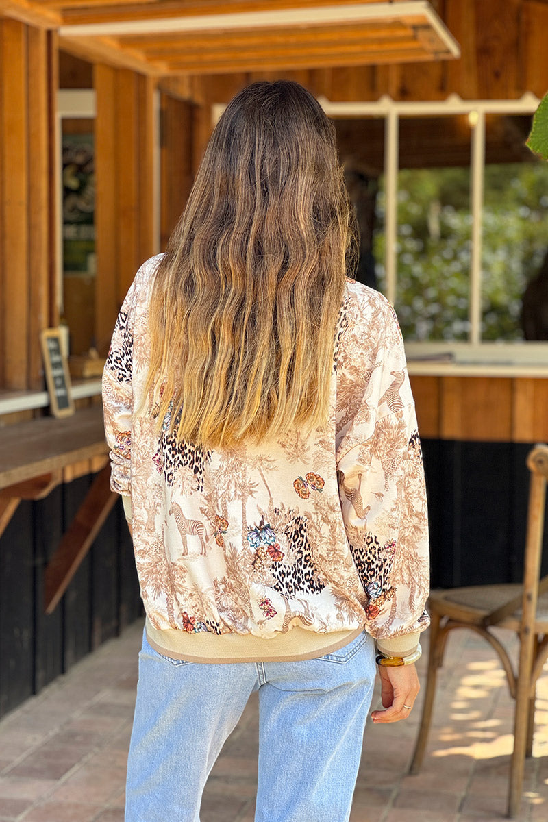 Beige Savannah Toile Print Sweater